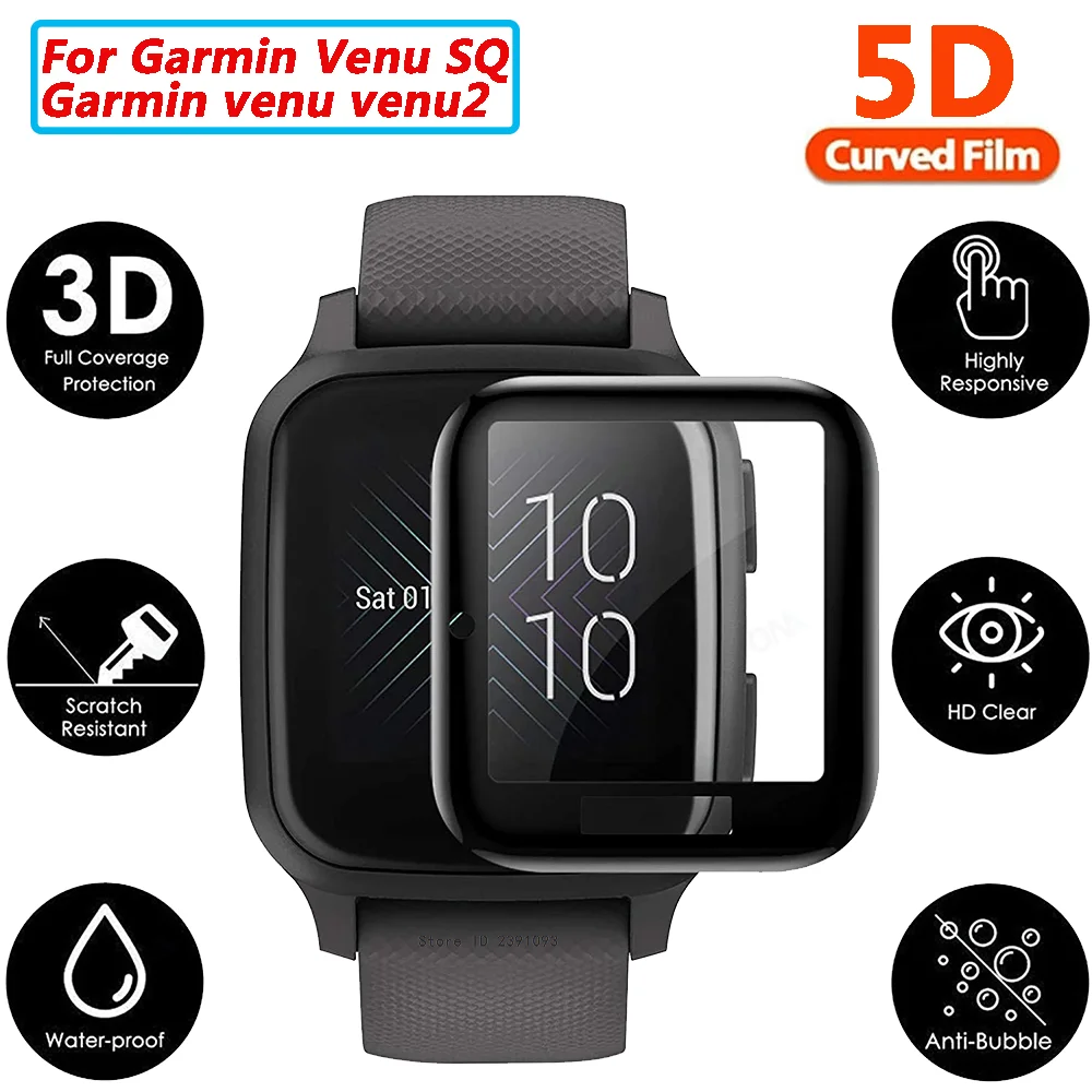 Screen Protector for Garmin Venu SQ & Venu Sq venu2 Curved Edge Full Coverage Soft Protective Film for Garmin Venu 2S Not Glass