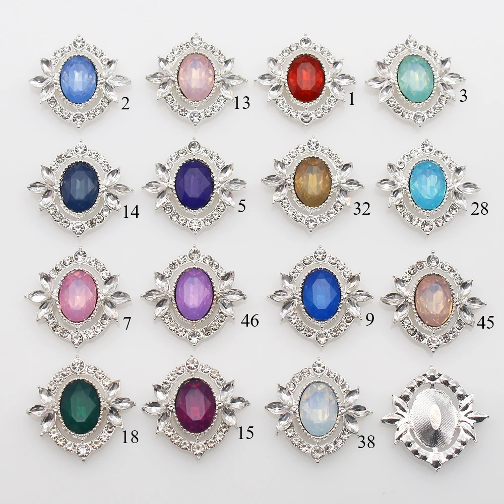 창의적인 유행 DIY 타원형 상감 라인석 유리 합금 활, 심플한 의류 장식 액세..