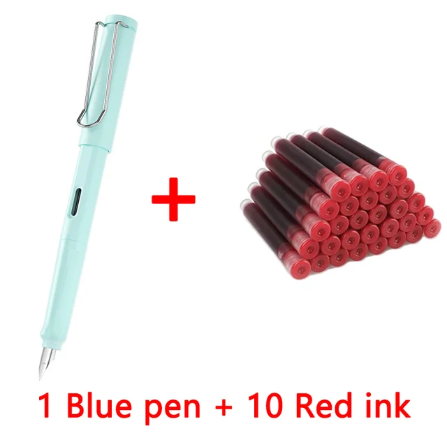 1 pen+10 ink Kawaii Fountain pen calligraphy Multi-function pen 0.38mm EF Nib school supplies stationery pens 12