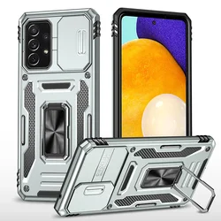 Magnetic Holder Armor Case with Slide Camera Lens Cover - SAM A25 5G (Sliver)