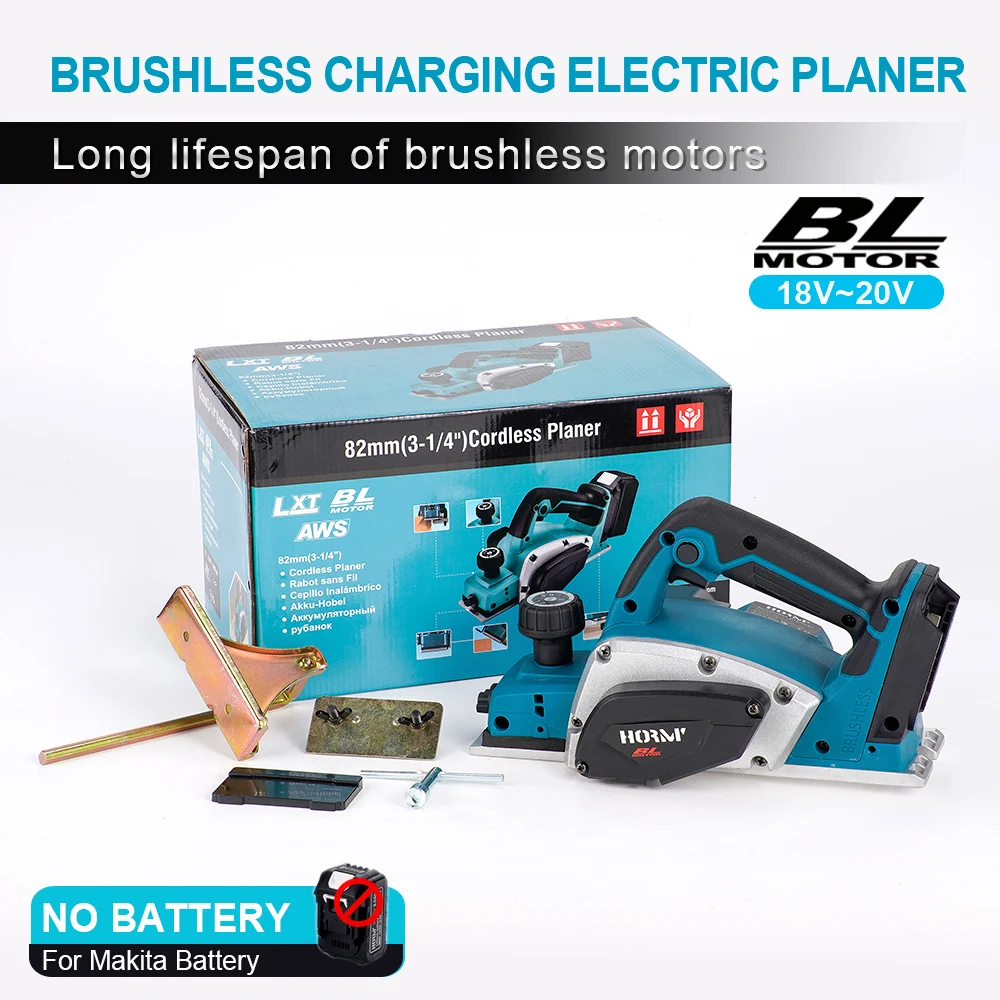 15000RPM Brushless Electric Planer Cordless Power Planer Handheld Home DIY Furniture Cutting Woodworking Tool For Makita Battery