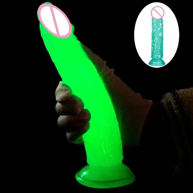 

Fluorescent Realistic Dildo Anal Masturbator Sex Toys for Couples Glowing Jelly Dildo Suction Cup Penis Luminous Dildo for Women