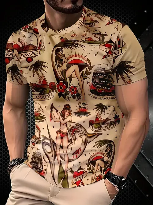 Mens Funny Animal Print Short Sleeve T Shirt