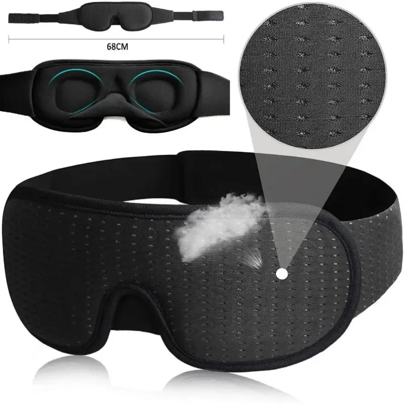 3D Blocking Light Soft Sleep Mask Padded Travel Rest Sleeping Eye Cover 3