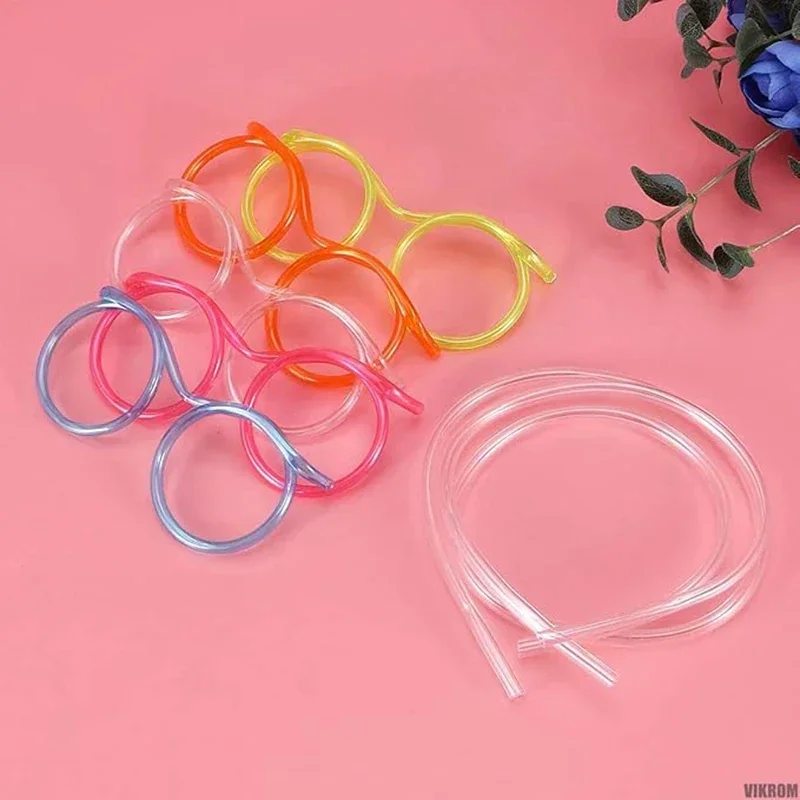 1/5PCS Straw Glasses Funny Soft PVC Flexible Drinking Tube Novelty Entertainment Accessories Party Bar Supplies Christmas Gift
