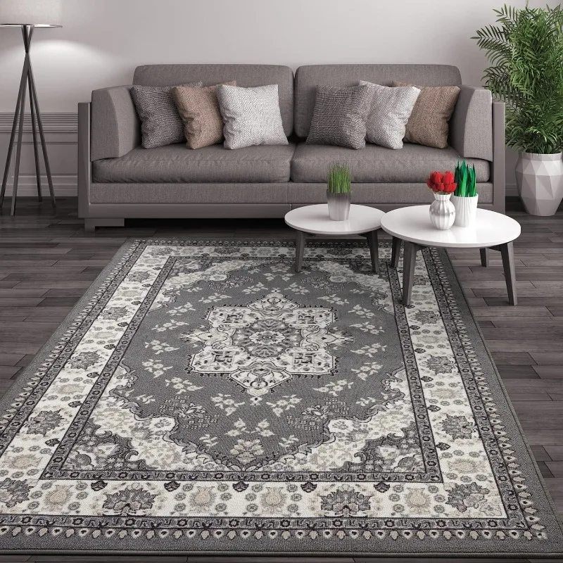 Traditional Non-Skid (Non-Slip) Low Profile Pile Rubber Backing Indoor Area Rugs