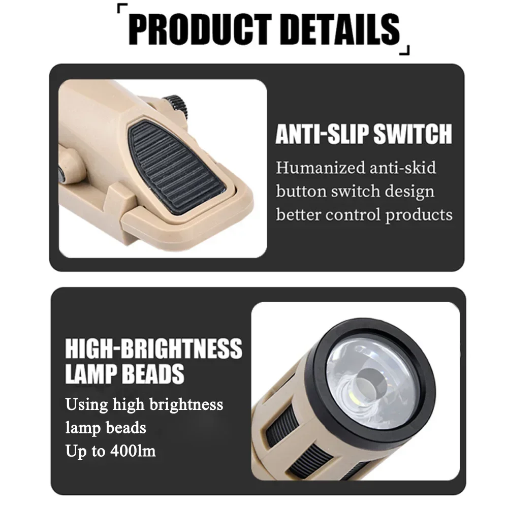 Camping Light Portable Flashlight Portable Lanterns Camping Lamp Camping Lantern LED Flashlight Tactical Hanging Scout Light /Strong light burst/Adapted to 20-21MM guide rail Field lighting camping