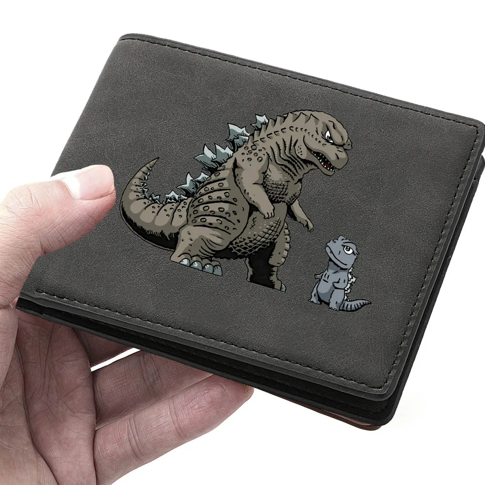 Kawaii Monster Godzillas Herren kurze Brieftasche Geldbörse Pu Leder Reiß verschluss Münz tasche Kredit ausweise multifunktion ale Foto halter Brieftasche