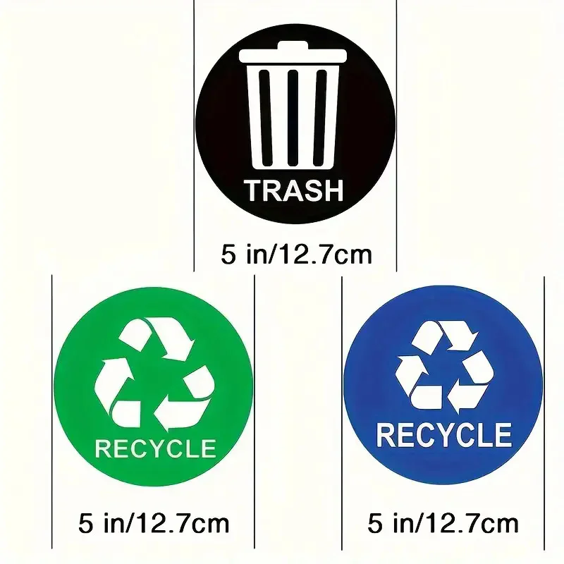 3pcs-set 12.7cm Bin Stickers Recycle Trash Sticker Modern Logo Symbol to Organize Trash cans Garbage containers Walls