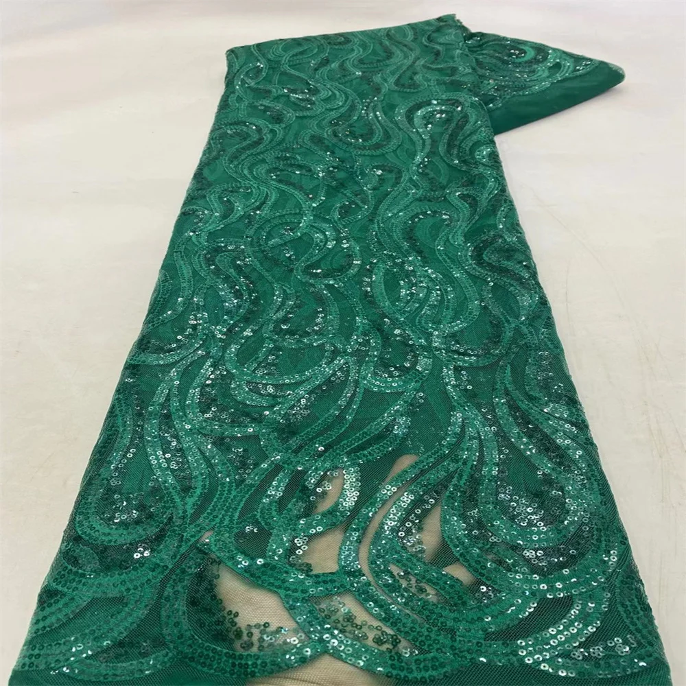 

2022 Latest French Nigerian Lace Fabric High Quality Tulle African Laces Sequins Fabric Wedding African French Tulle Lace x15-41