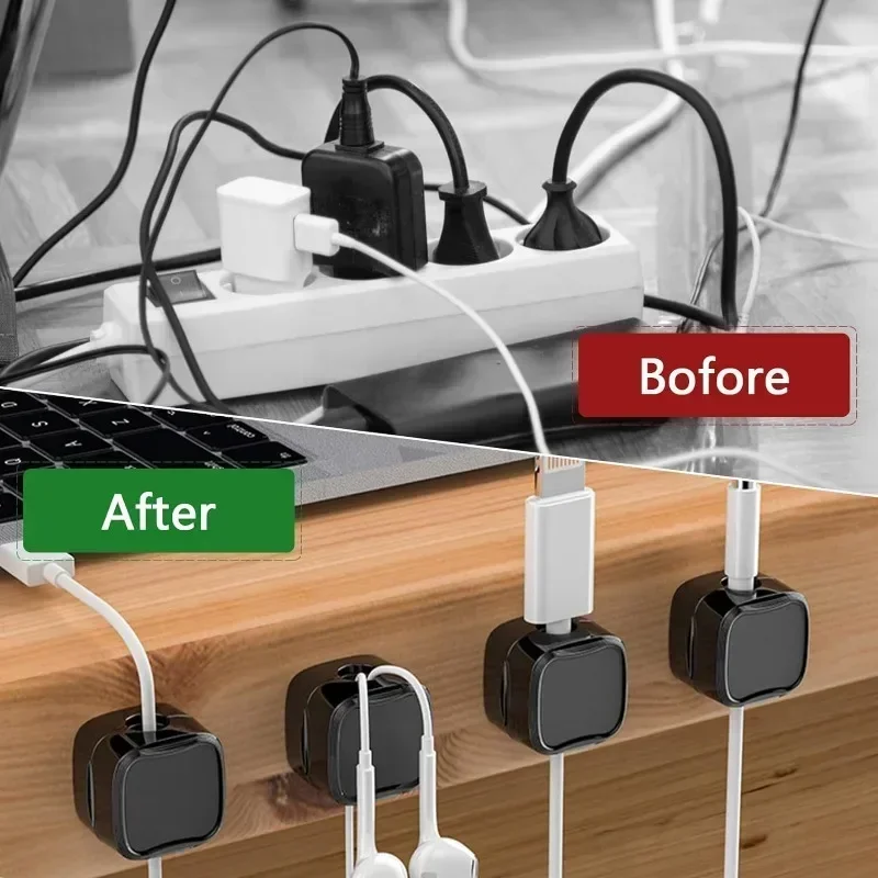 Magnetic Cable Clips Self-adhesive Adjustable Cord Holder Cable Wire Keeper Manager Home Office Desktop Cables Organizers