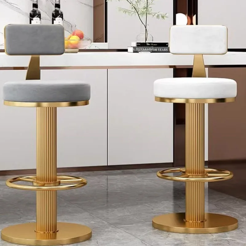 

Nordic Style Metal Bar Stool Modern Telescopic High Quality Round Party Chairs White Luxury Soft Taburetes De Bar Furniture