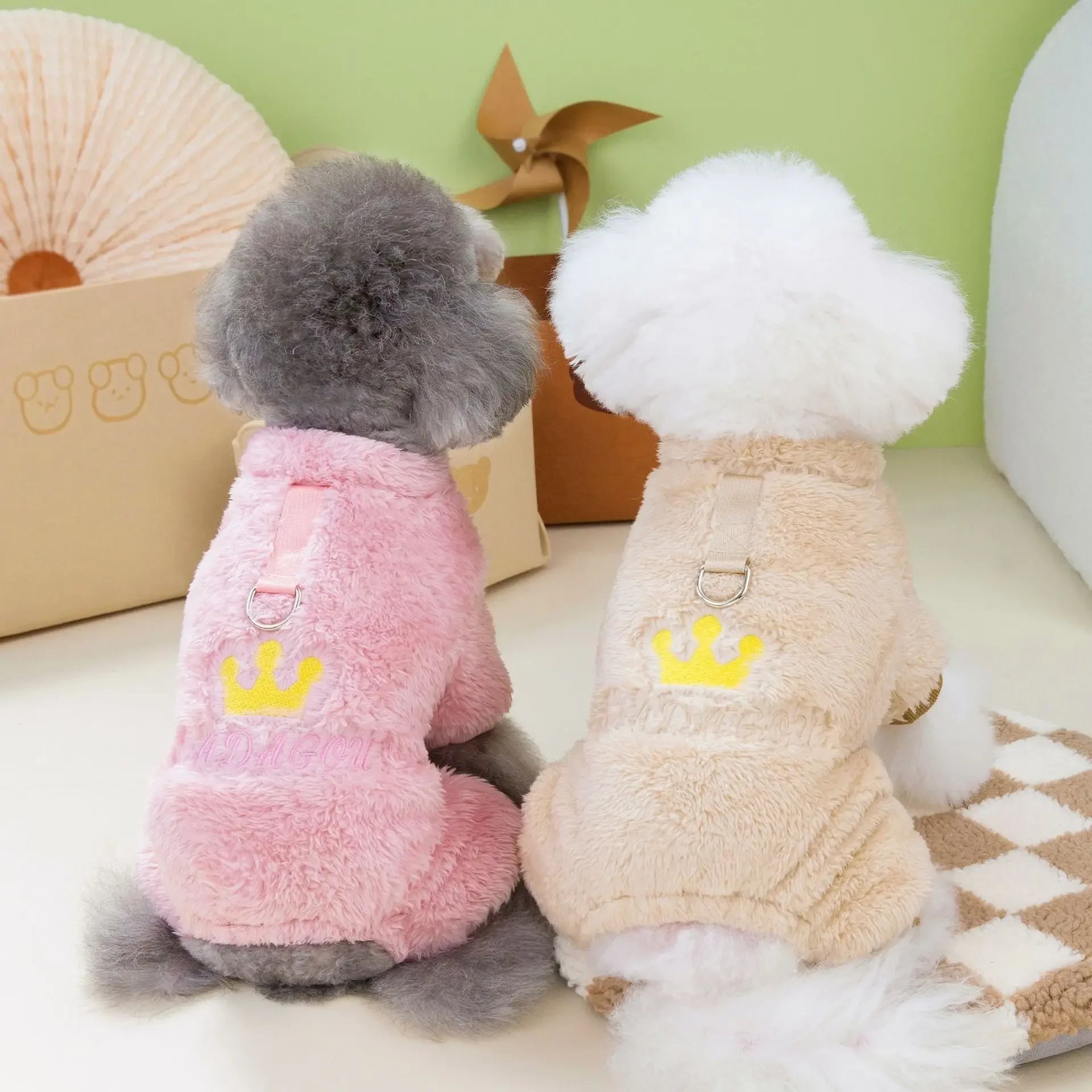 Pet dog clothes winter thickened double-sided velvet teddy bear puppy autumn and winter clothes new four-legged velvet