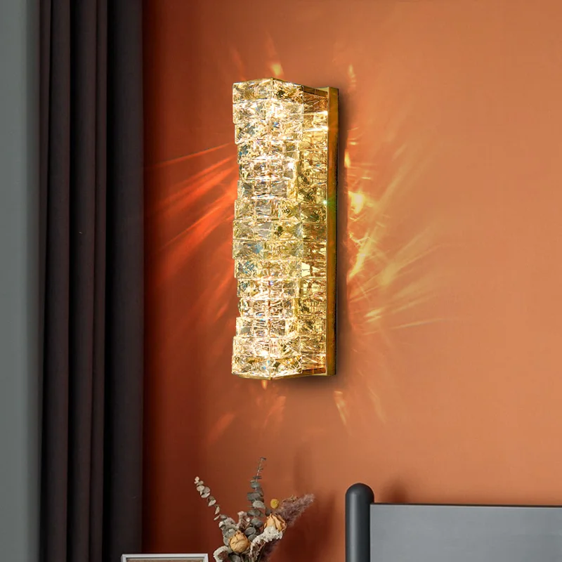 

Silver Metal LED Wall Sconce High Quality Crystal Home Decoration Wall Lamp For Bedside Foyer Aisle Hotel Room Lighting Fixtures