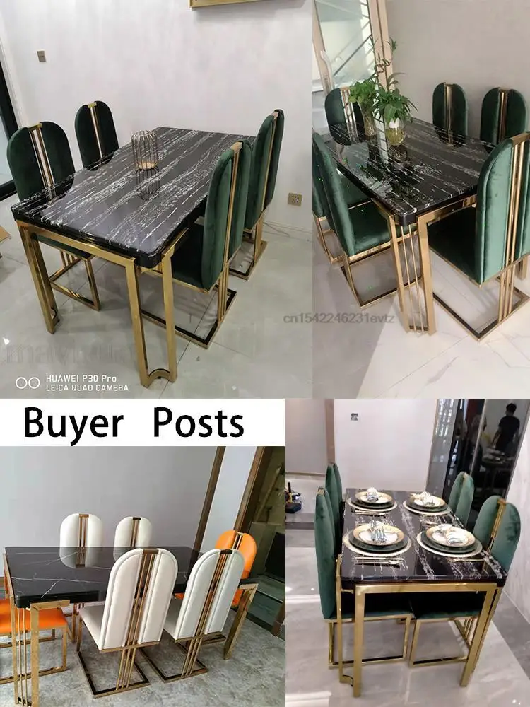 Dining Table Set Light Luxury Dining Table With Chairs Home Furniture High-End Restaurant Table Kitchen Marble Rectangle