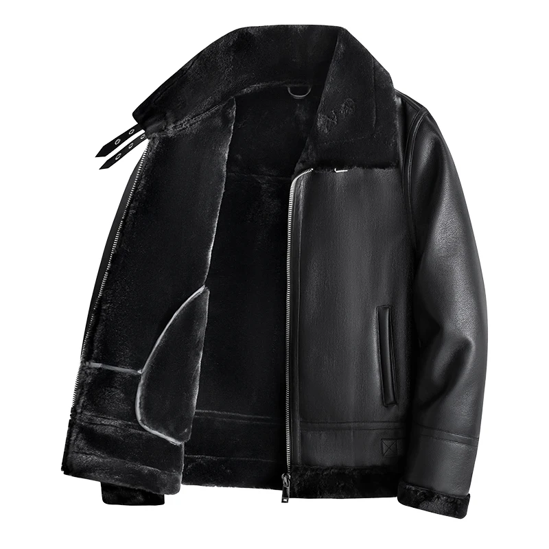 Thickened Warm Sheepskin Leather Coat Men's Luxury Fur Lamb Wool Leather Coat New Warm Cashmere Brand Jackets leather jackets