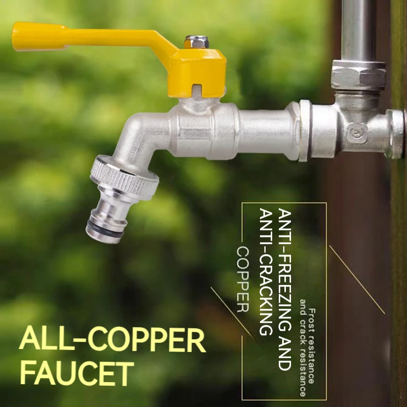 TMOK  Single Outlet Brass Faucet Aluminum Handle Garden Water Tap Anti-freeze Thickened Valve Body Faucet for Garden Irrigation