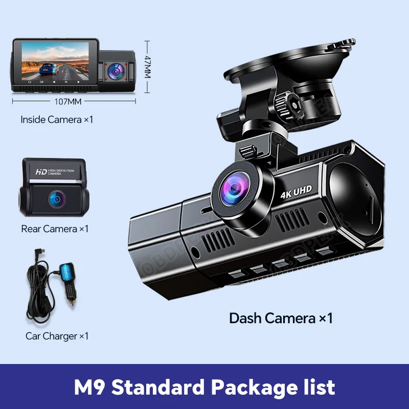 LANMODO 2 Channel D1 4K Dash Cam with 5G WiFi GPS App, Front 4K Inside 2.5K  Dash Camera, Car Camera with Loop Recording, IR Night Vision, WDR, 24hr