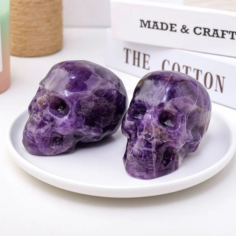 3 Inch Crystal Skulls Hand Carving Statue Home Desk Ornament Decoration Reiki Healing Fengshui Collection Gifts 6