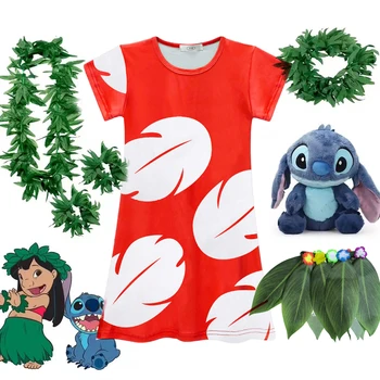 Costume Lilo e Stitch Ragazza Costume Hawaii Abito rosso Halloween 2025 Lilo Vestido Abiti casual estivi 1