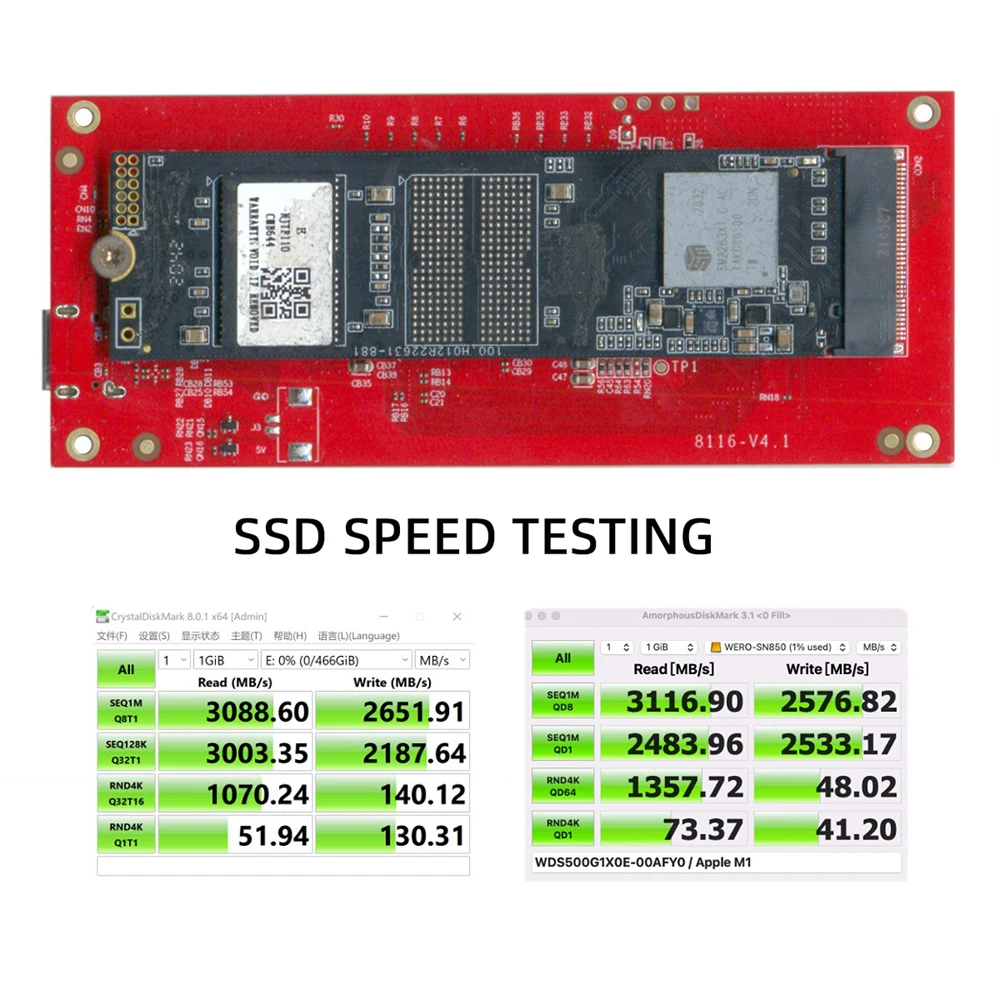 40gbps thunderbolt 3 type-c usb 3.0 / 4 .0 m. 2 nvme ssd boîtier pcb carte  adaptateur avec chipset jhl7440 et jms583 8116-v4. 1