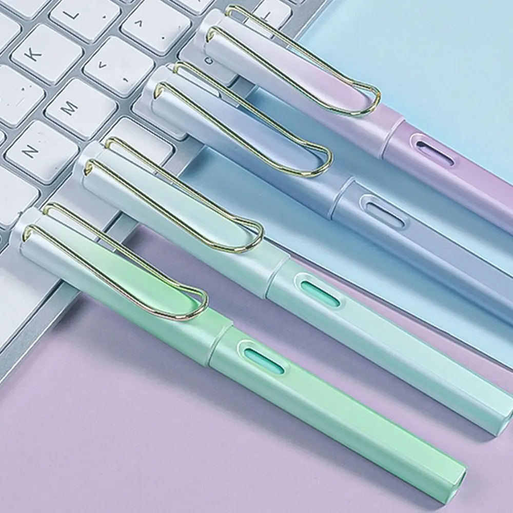 

0.38mm Creative Gradient Color Fountain Pen Replaceable Ink Pen Blue Ink Gel Pen Student Gift Writing Tools Office Supplies