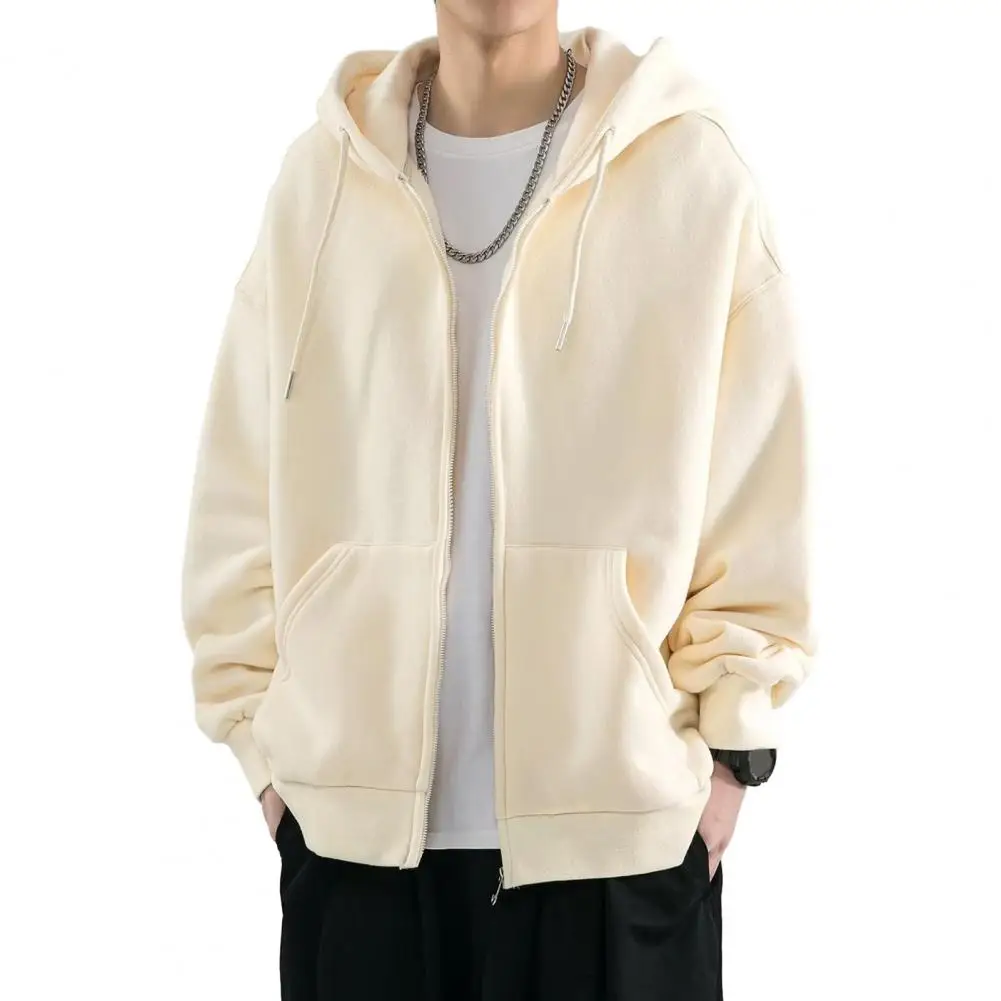 

Men Coat Thick Cardigan Hoodie Jacket with Drawstring Closure Pockets Warm Winter chaquetas hombre