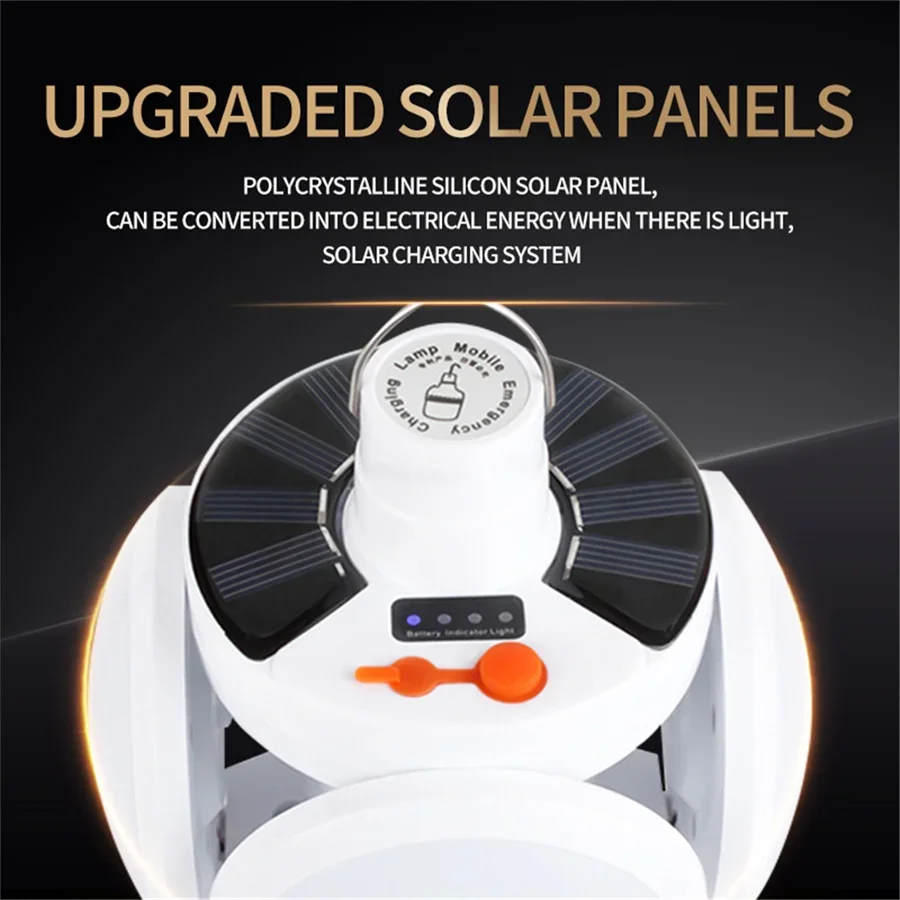 Waterproof LED Solar Bulb Lamps Portable Foldable Garden Lights USB Recharge Emergency Night Market Lights Outdoor Camping Light