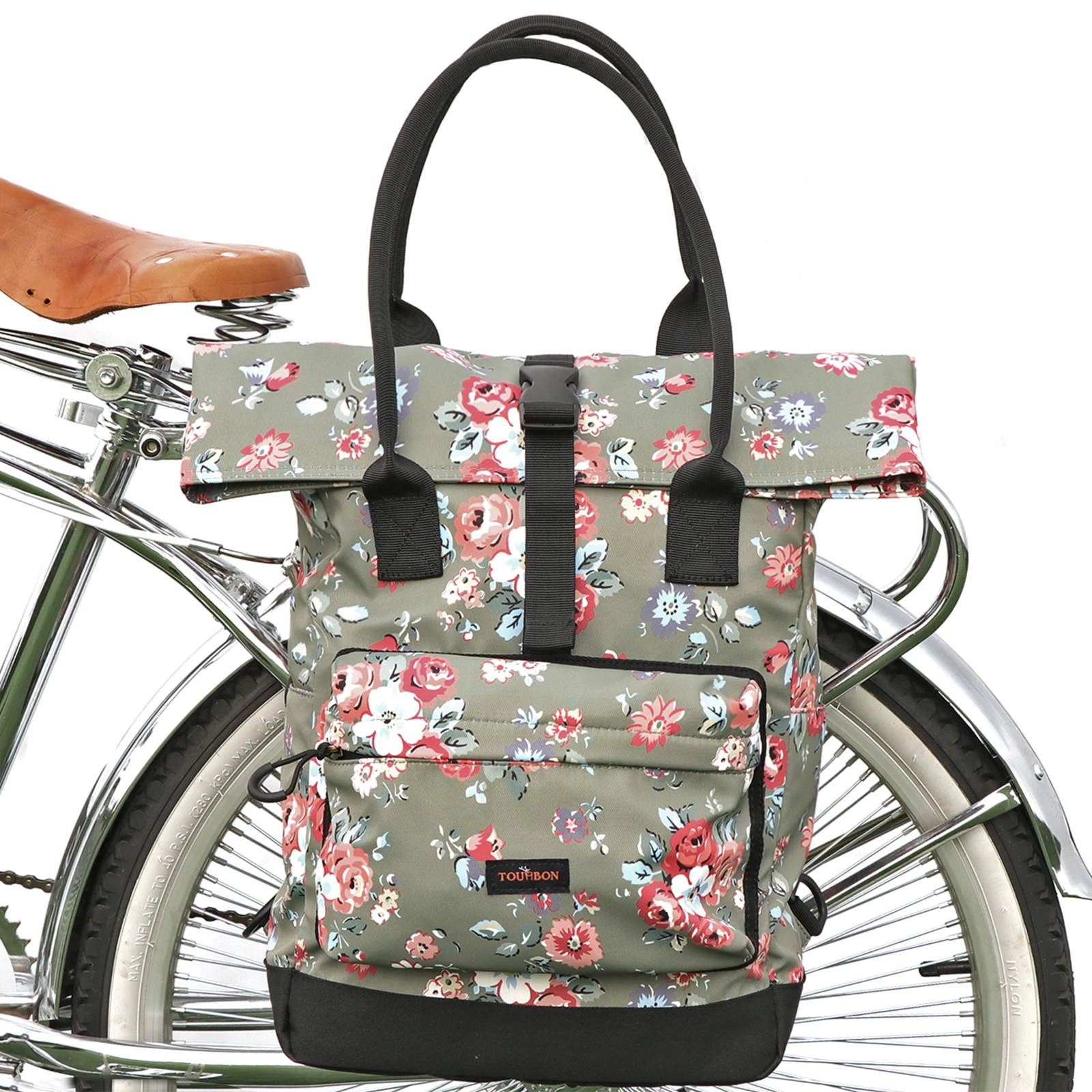 

Tourbon Bicycle Rear Rack Bag Bike Single Pannier Cycling Back Seat Retro Leisure Daily Handbag Laptop Carrier Shopping Floral
