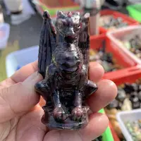 Natural Garnet Dragon Carving Statues Stones Healing Fengshui Home Decoration Accessories 1PCS 1