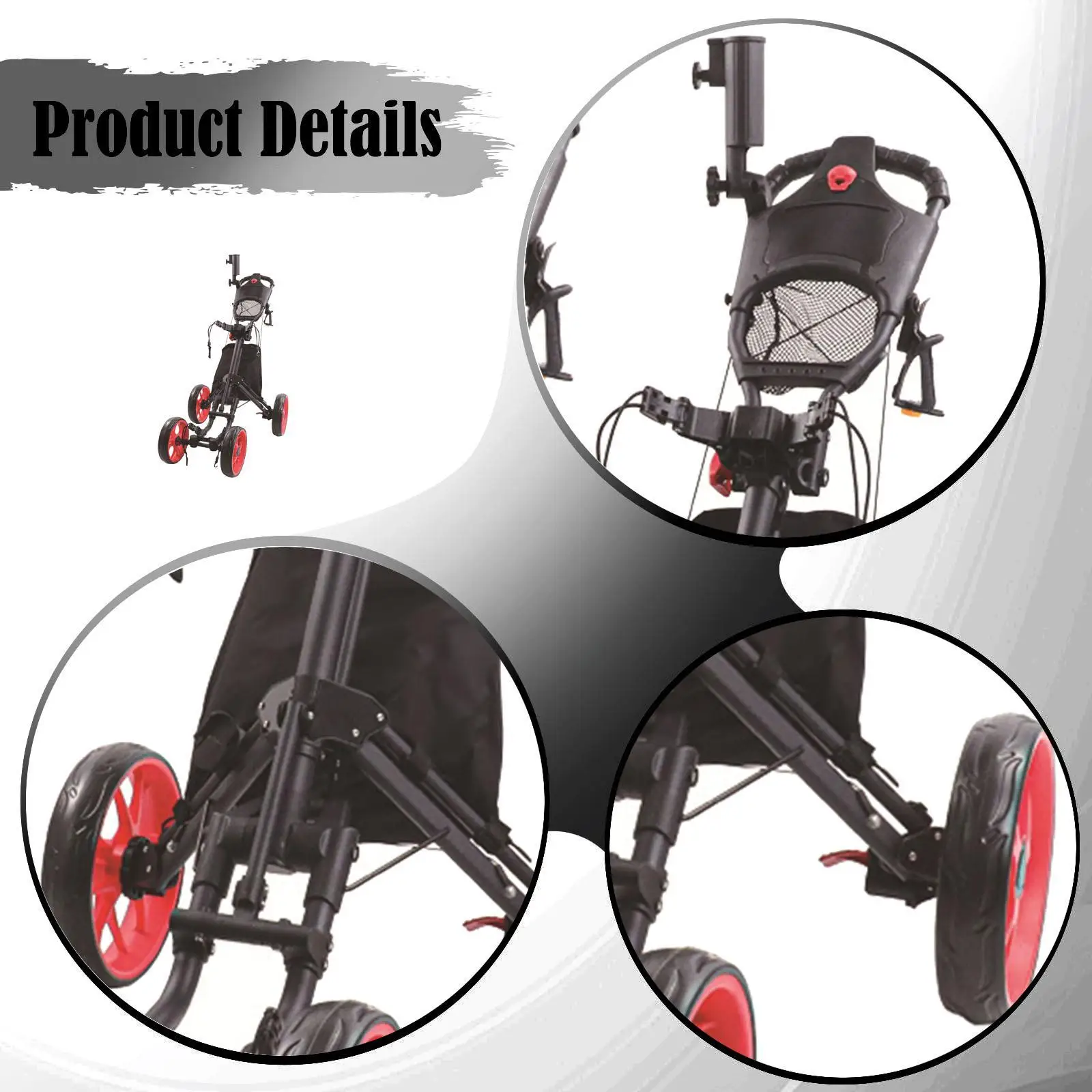 풋 브레이크가 있는 휴대용 골프백 카트, 골프 캐디 액세서리용 소형 경량 골프백 캐리어