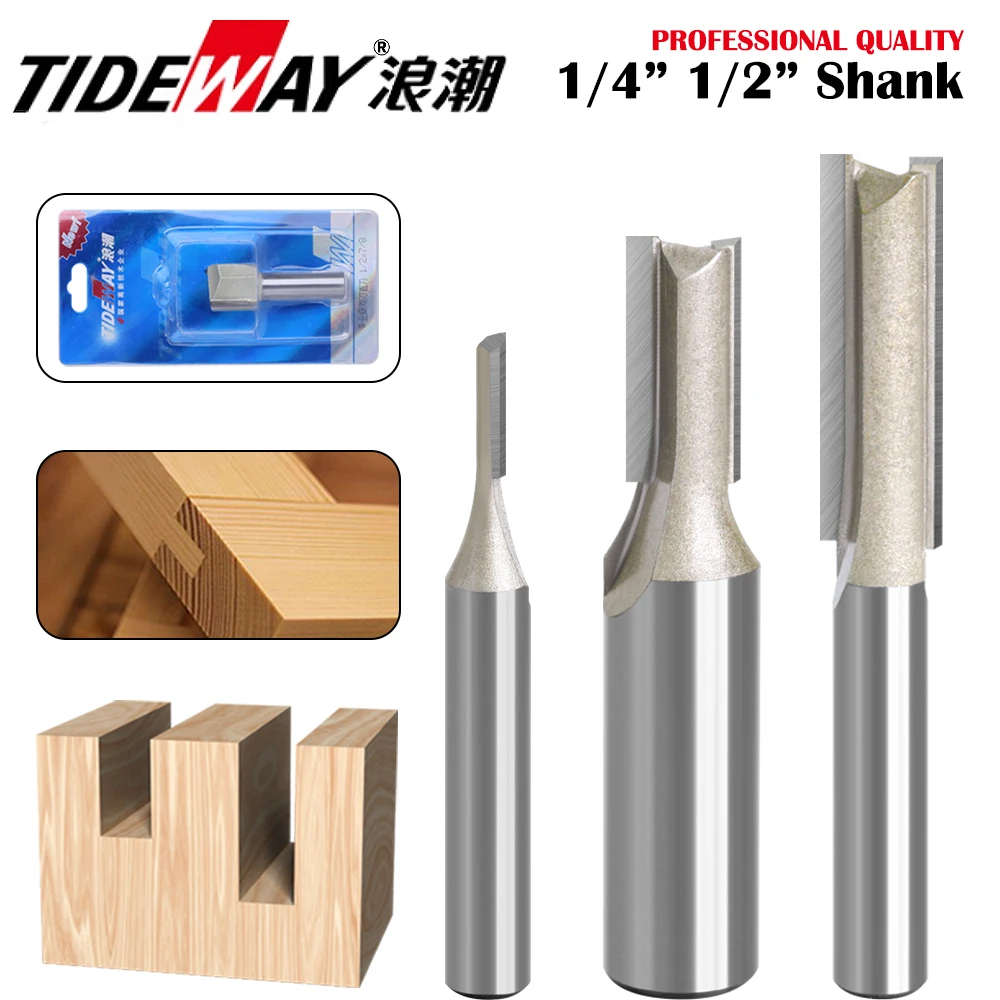 Tideway Straight Router Bits Schaft Doppel flöte Tauch fräser Hartmetall Holz bearbeitung Trimmen Schlitz werkzeug
