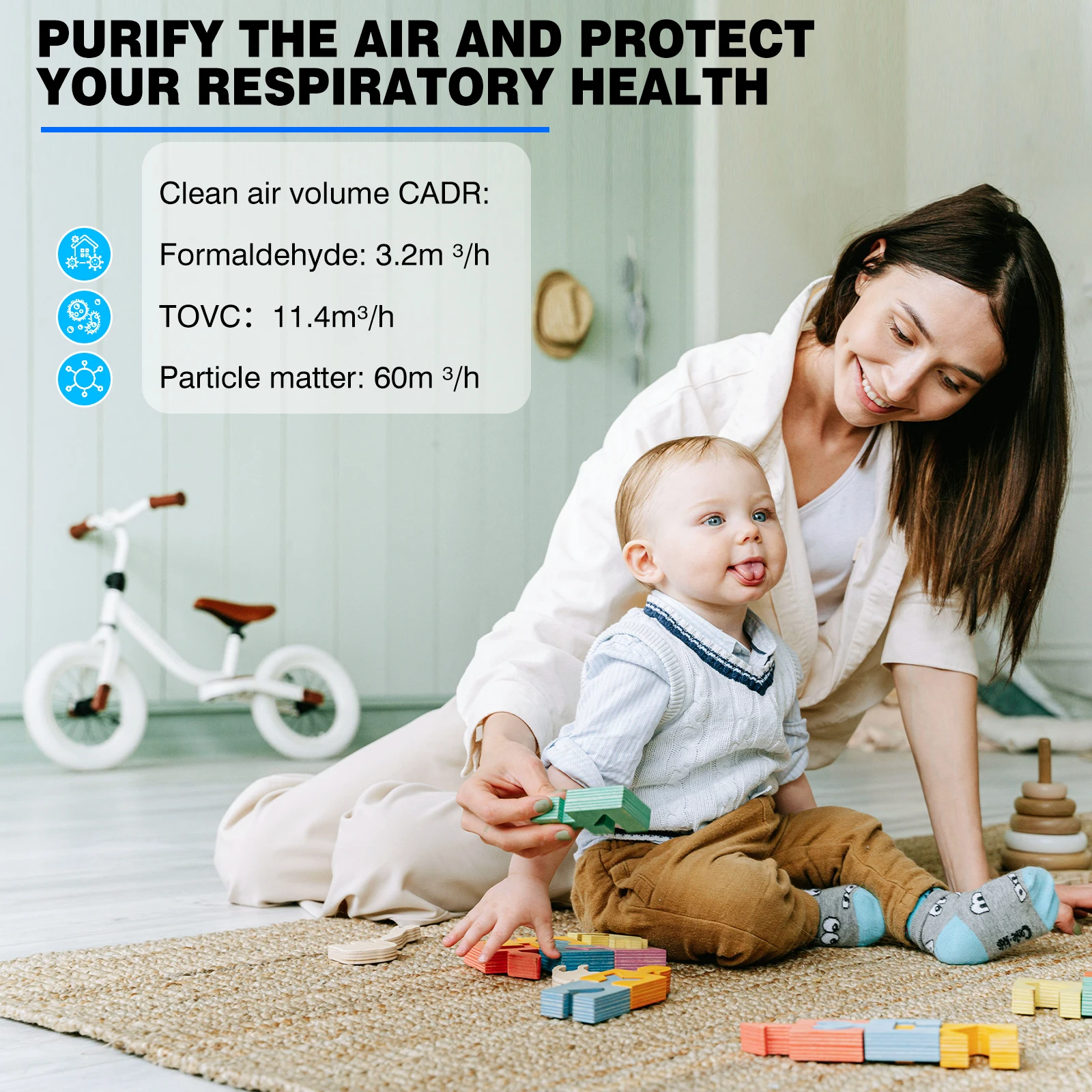 Air Purifier for Home Bedroom with H13 True HEPA Filter Air Cleaner Purification HEPA Air Purifier Smoke Odor For Pet Home 5