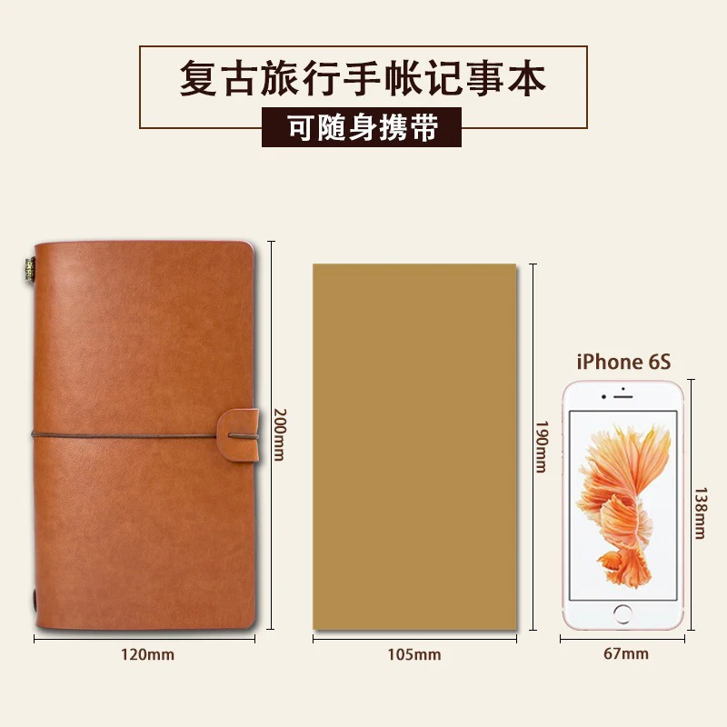 Notebook Diary Retro Leather Strap Creative Hand Ledger Creative Multifunctional A6 Retro Portable Travel Loose-leaf Notepad Diary Notebook