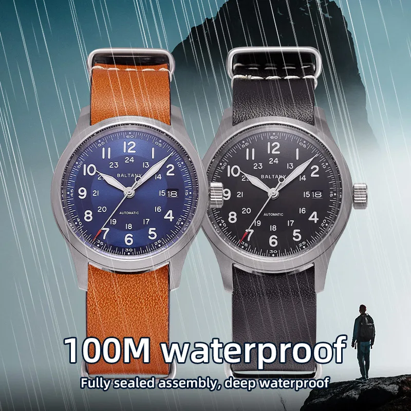 Military Field Watch S2049 NH35 Automatic Sapphire 100M Waterproof Calendar 24H Indicator Men\'s Mechanical Homage Watches
