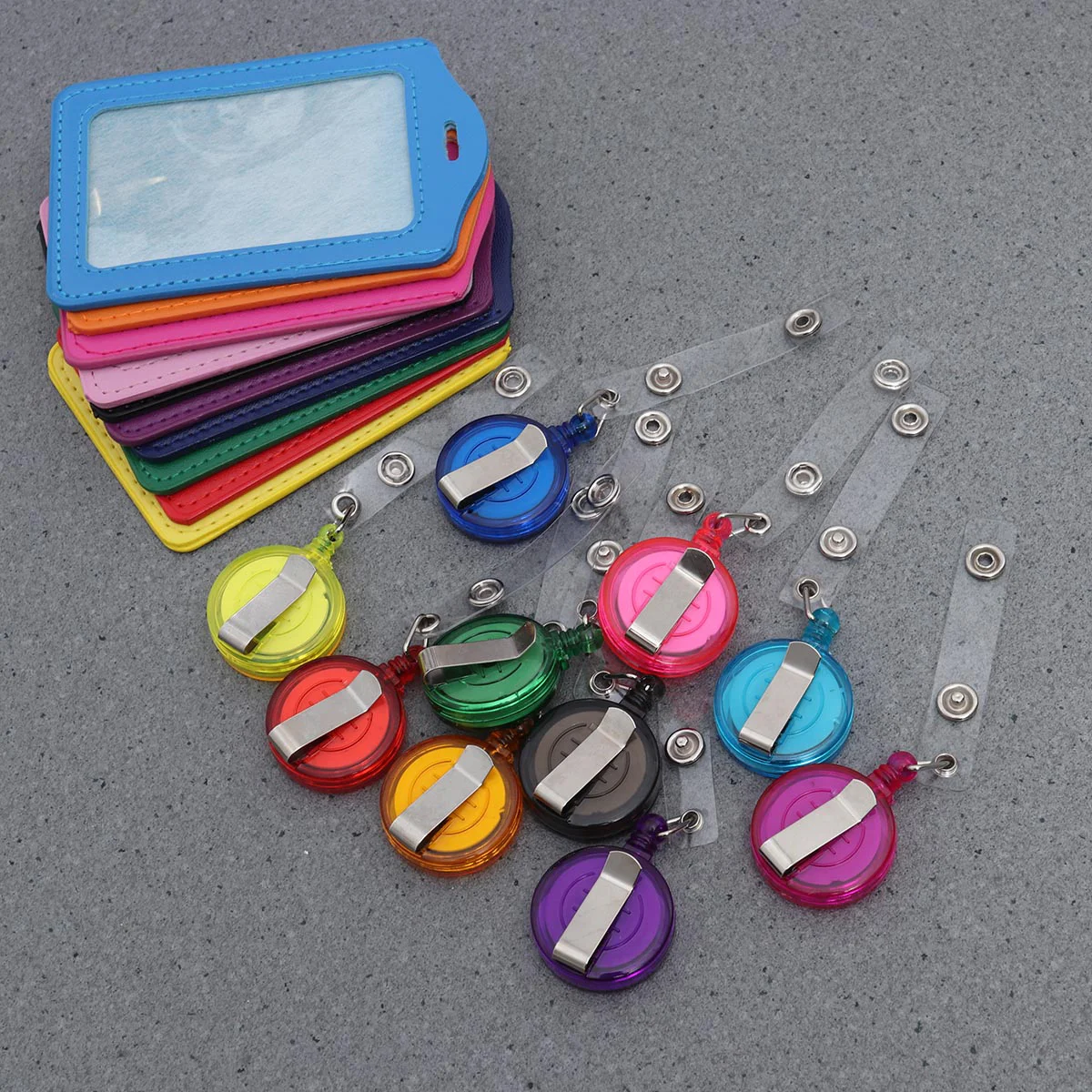 

10 Pcs Pass Pouch Case Easy to Buckle Vertical Id Holder Pu Badge Nurse