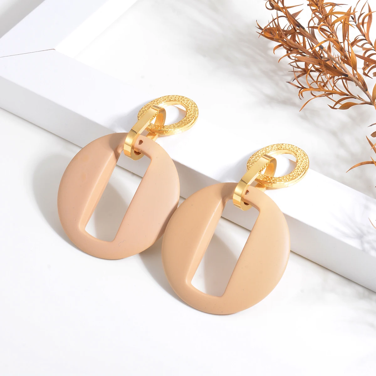 

Stainless Steel Earrings Geometric Hollow Round Bohemian Vintage Acrylic Trend Party Jewelry Gift Dropshipping