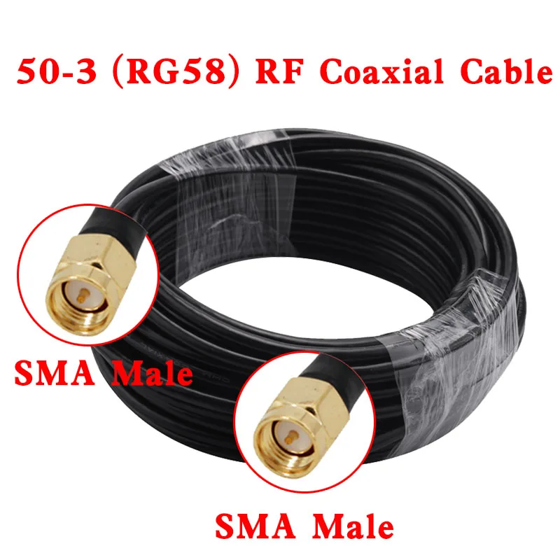 

RG58 Cable SMA Male to SMA Male Nut Bulkhead Extension Coax Jumper Pigtail WIFI Router Antenna RF Coaxial Cable