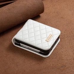 Luxury Leather Anti-Knock Protective Flip Phone Case for Samsung Z Flip 5 (WHITE)