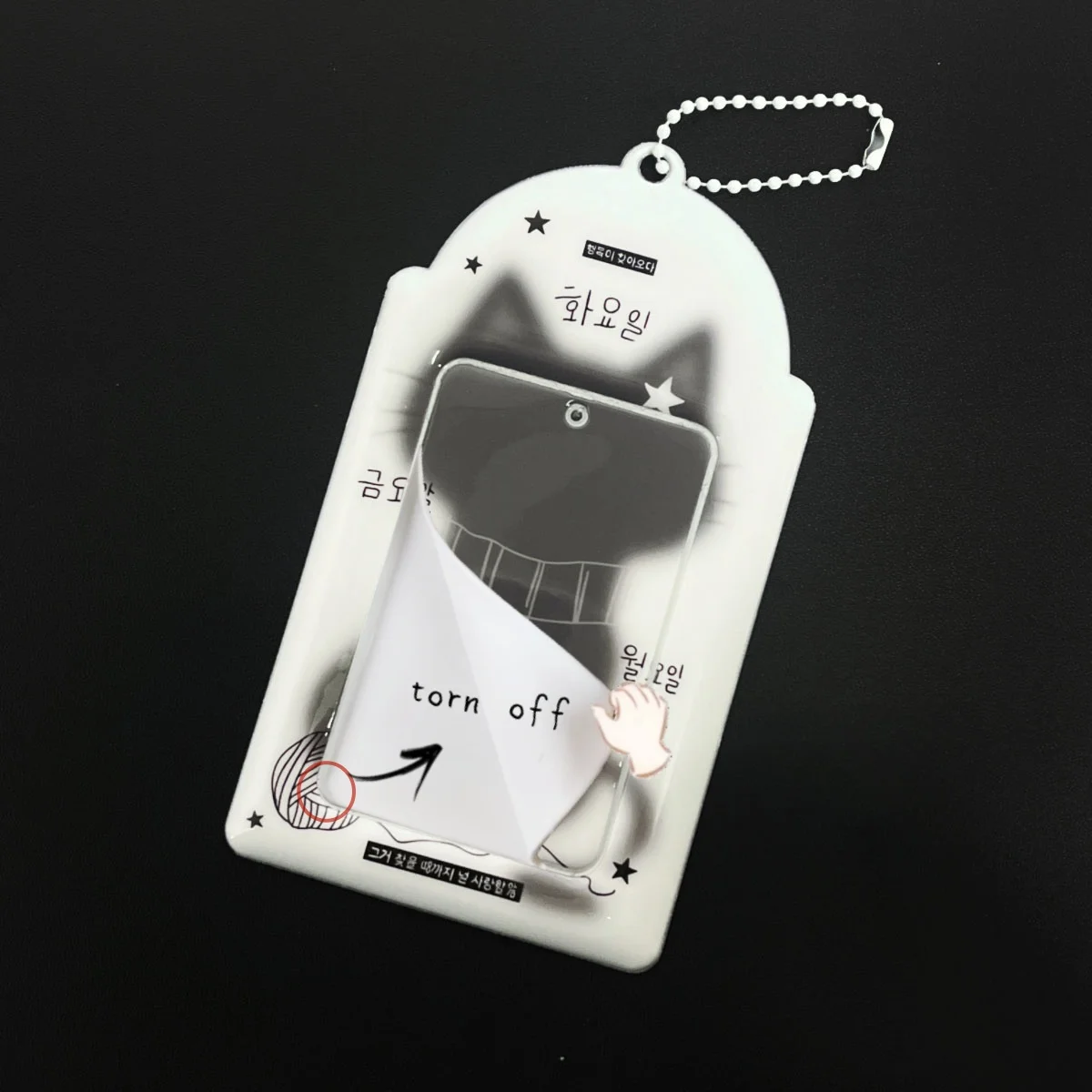 Cute Black And White Kitty Card Holder Kpop Cute Cat's Ears Pumaterial Apply To 3-3.5in Stars Album Merchandise Photocard Show