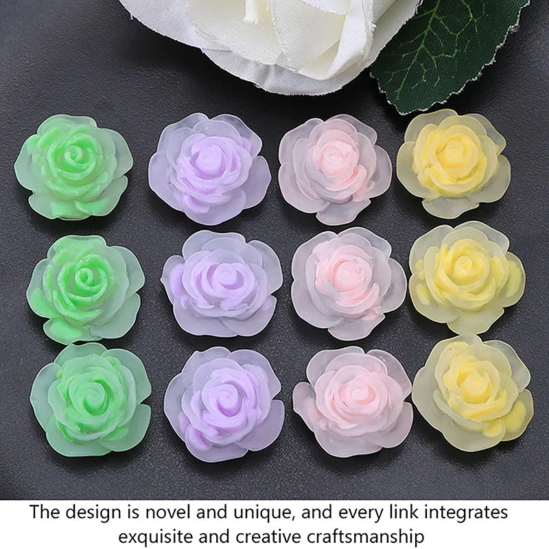 

10pcs 20mm rose flower Flat Back Resin Gems Crystal Stones Beads for DIY Crafts