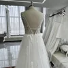 Mryarce Sexy Plunging Neck Sleeveless Embroidery Lace Beaded Wedding Dresses Tulle A Line Bridal Gowns 6