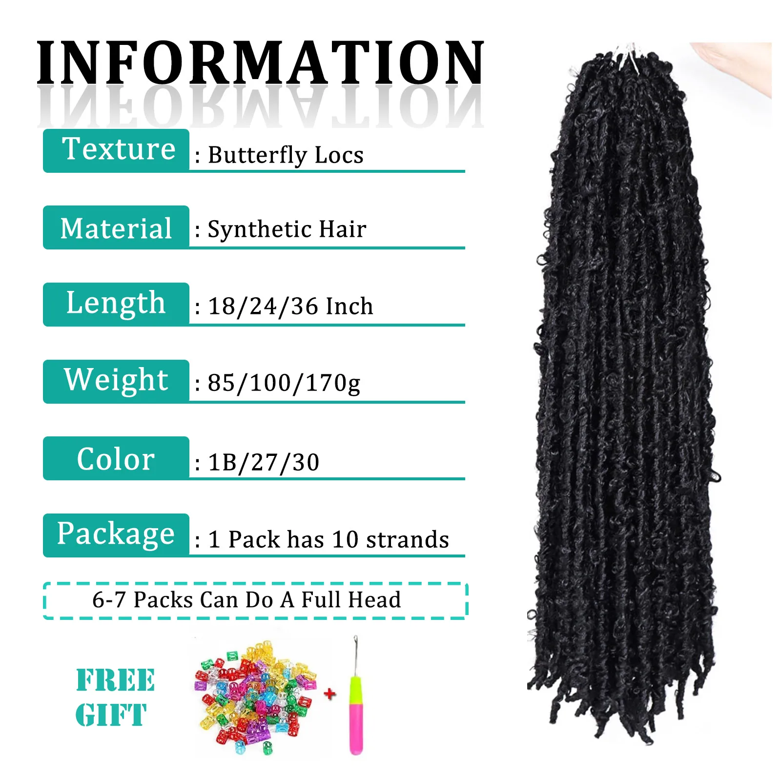 18 24 36 Inch Butterfly Locs Crochet Hair Extensions Synthetic