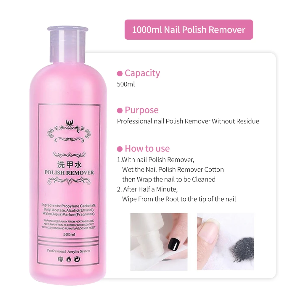 Dkasama 500ml Nail Gel Remover Professional Non-Irritating Nail Polish Cleaner Brush Cleaner Manicure Care Fake Nail Art Tools 5