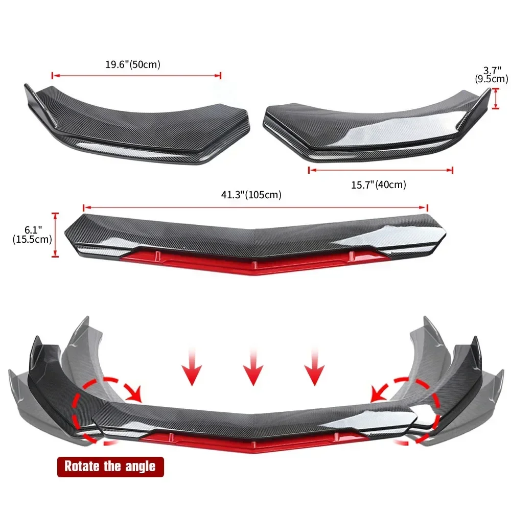 Car Front Lip Bumper Spoiler Diffuser Body Modification Collision and Scratch Resistance External Accessories car accessories rear bumper lip double sided adhesive spoiler rear bumper diffuser