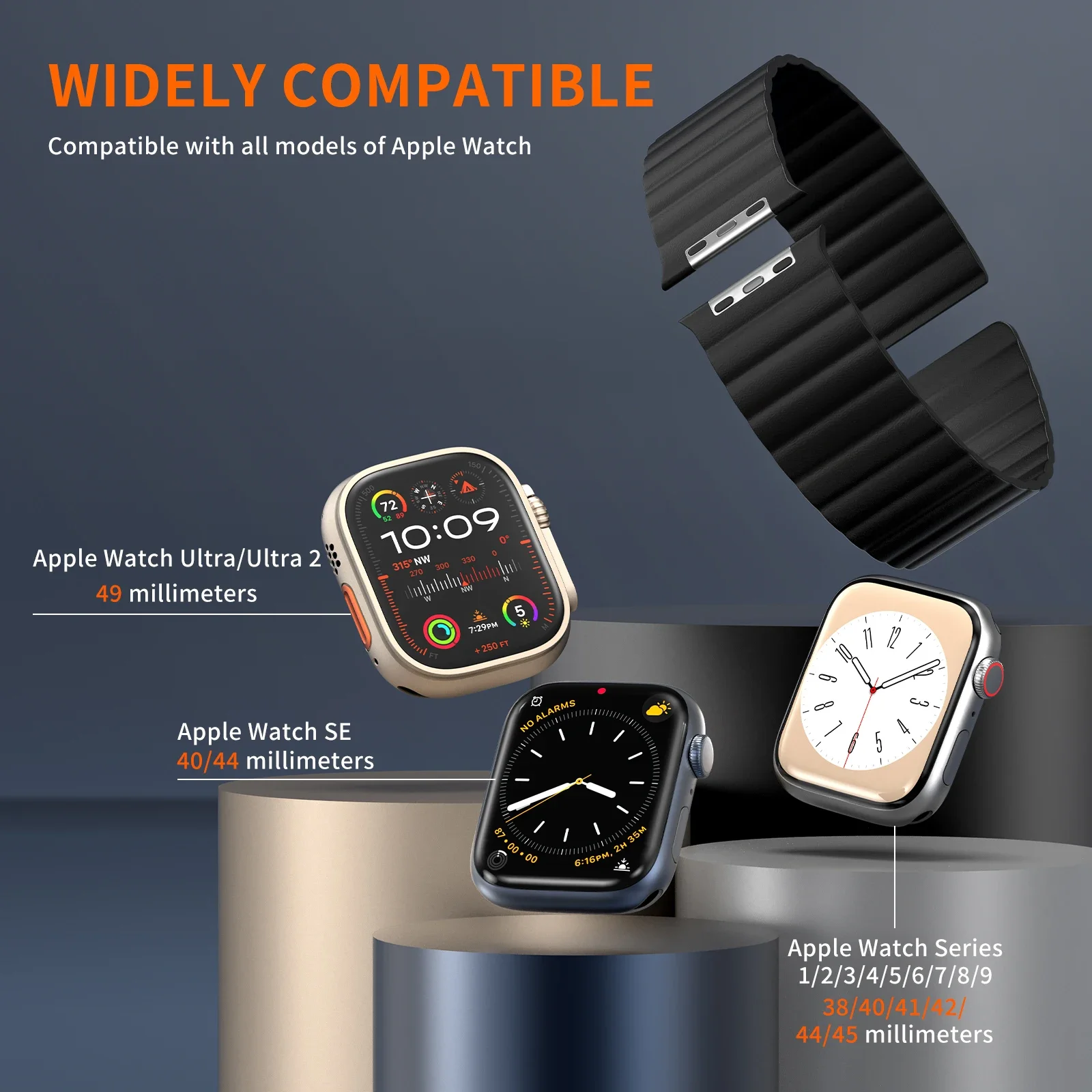 Premium Ultra-Wide Magnet Leather Loop Watch Strap