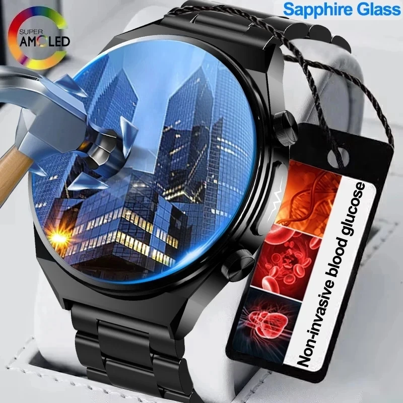 2024 Nuovo Vetro Zaffiro Trattamento Laser Zucchero Nel Sangue Smart Watch Men Ecg + Ppg Cardiofrequenzimetro Health Tracker Smartwatch Per Huawei Ios