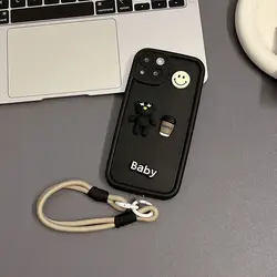 Custodia per telefono 3D alla moda con ganci per laccetto