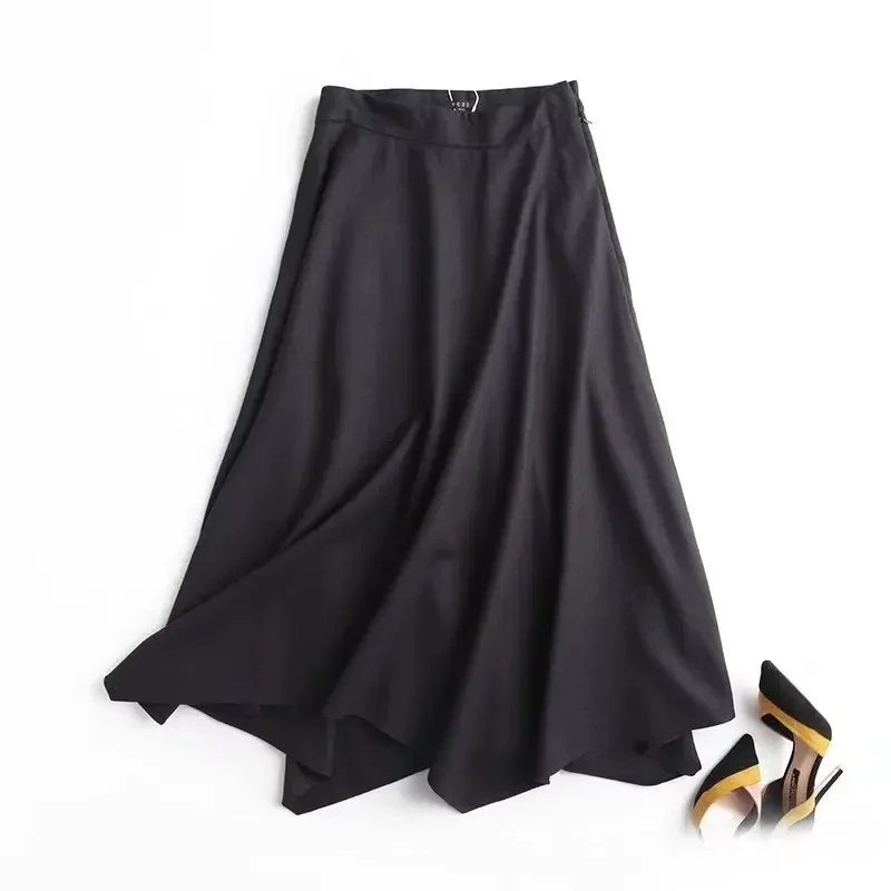 

Women's 2023 Fashion Temperament Slim Joker Irregular Skirt Midi Skirt Retro High Waist Zipper Female Skirt Mujer