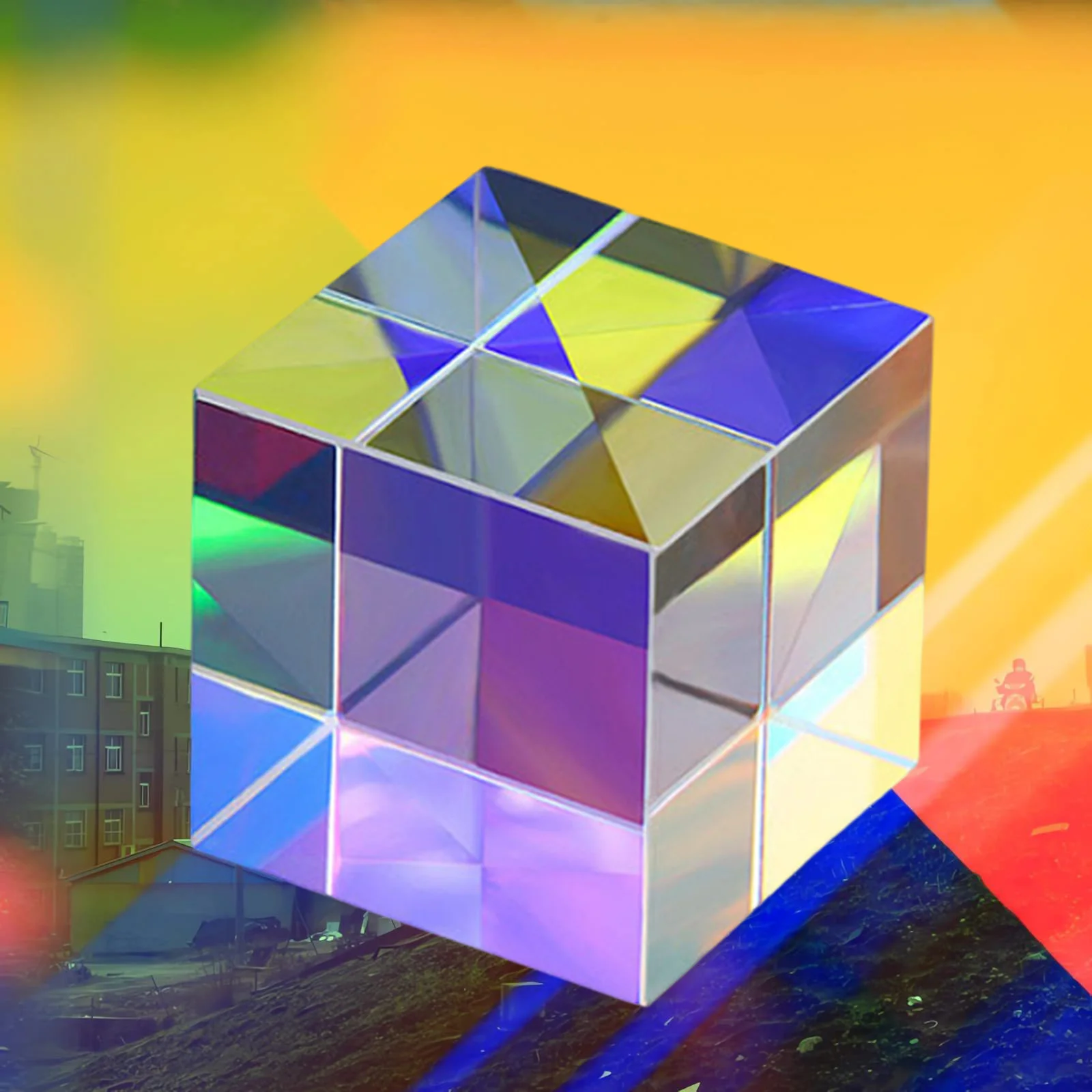 RGB 분산 프리즘 크리스탈 소재, 이색성 X-큐브 물리학 선물, 레인보우 큐브 프리즘, 빛 스펙트럼 교육용 홈 데코